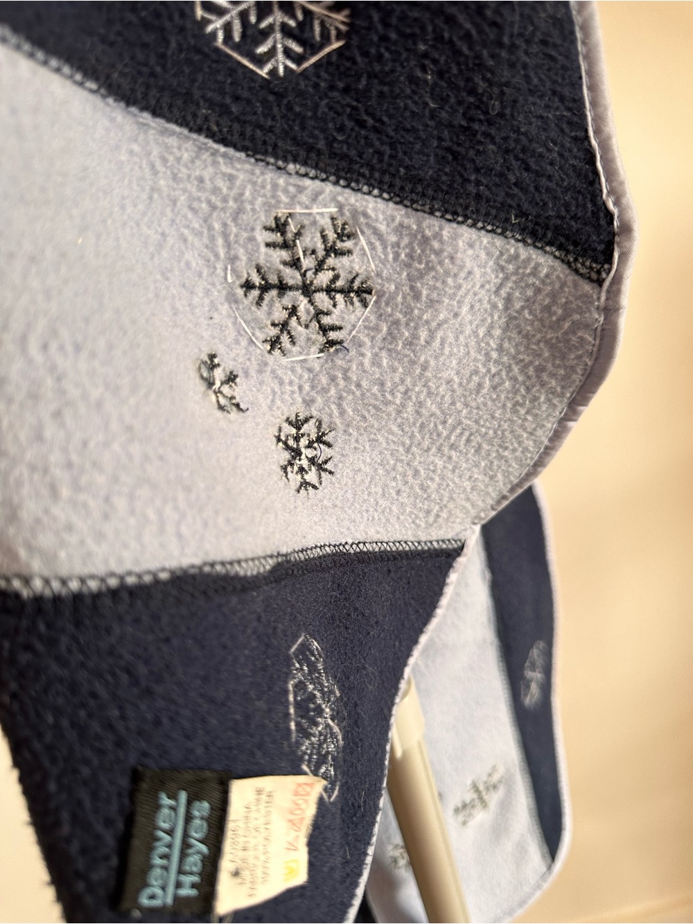 Denver Hayes Navy and Light Gray Kids Snowflake scarf - Picture 3 of 5